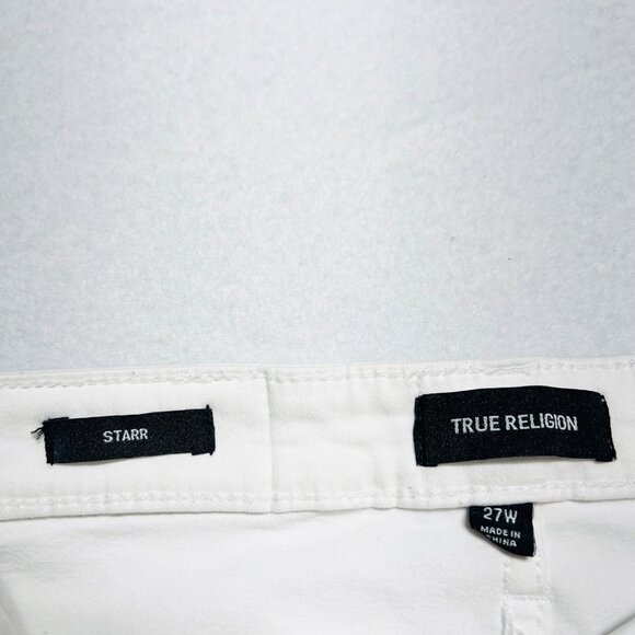 True Religion Women's Starr Distressed High Waist Stretch White Jeans Size 27W - Picture 6 of 11